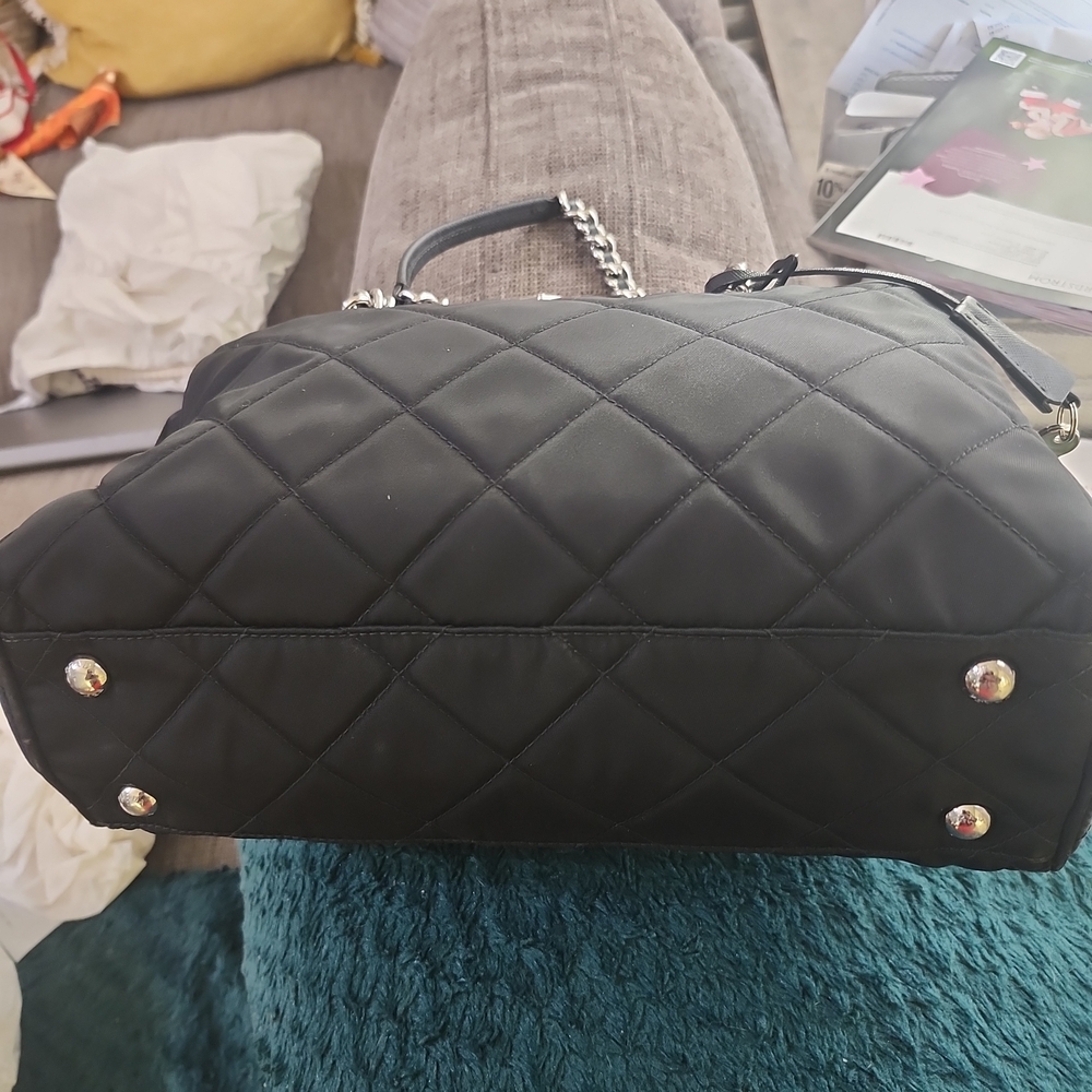 Prada Black Tussu Quilted Nylon Bag + Lock & Key W/Poshmark Authentication - Picture 10 of 15